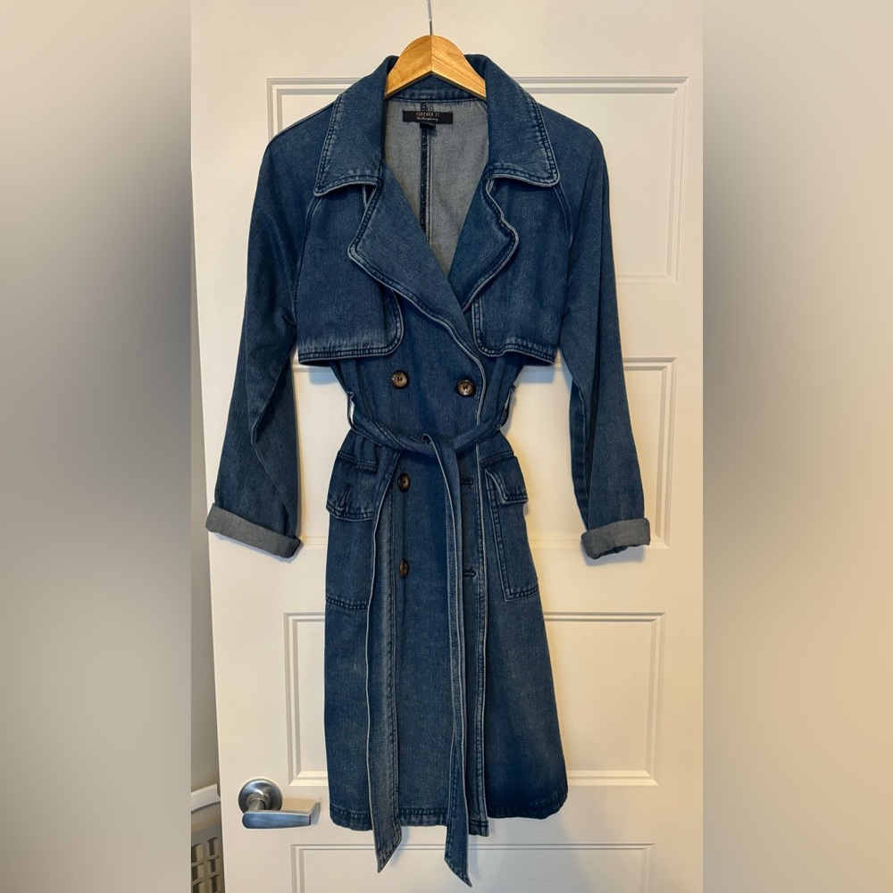 Denim trench coat